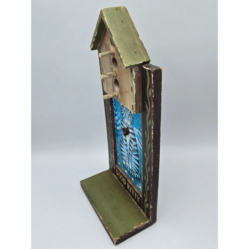 VTG Schifferl Midwest Cannon Falls Wood Cat Wall‎ Shelf Good Kitty Folk Art Farm